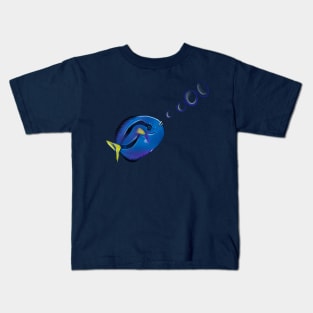 Best fishing gifts for fish lovers 2022. Fishy, fish, fish, cute blue tang tropical fish blowing bubbles Kids T-Shirt